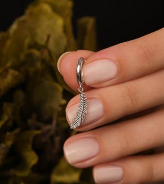 Kuş Tüyü Küpe-Beyaz