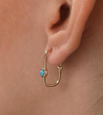 Firuzeli Dikdörtgen Küpe