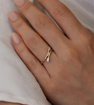 Baget Taşlı İkiz Yüzük