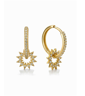 Taşlı Çark Altın Küpe