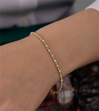 Taşlı Top Top Altın Bileklik