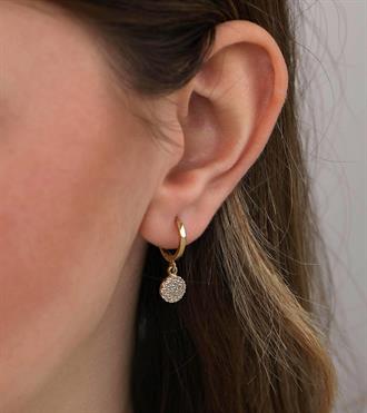 Taşlı Daire Sallantılı Küpe