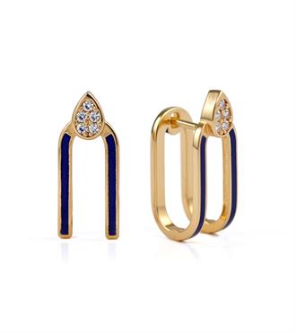 Lacivert Mineli Ataç Küpe