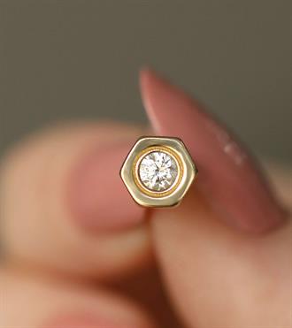 Taşlı Altıgen Küpe