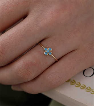 Firuzeli Çiçek Yüzük