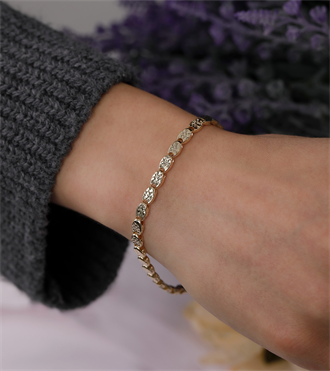 Kalemli Oval Altın Bileklik