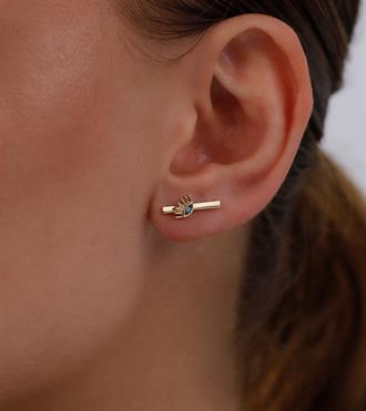 Firuze Kirpikli Çizgi Küpe