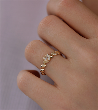 Taşlı Kalp Burgu Yüzük