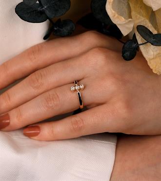 Lacivert Mineli Tria Yüzük