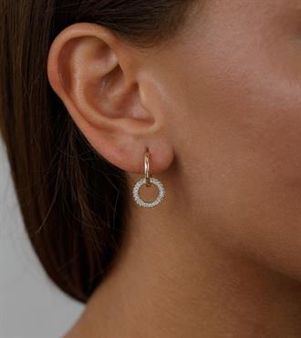 Taşlı Daire Sallantılı Küpe