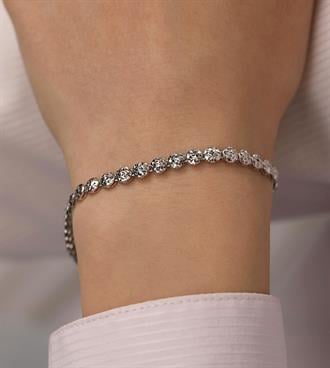 Dokulu Daire Bileklik-Beyaz