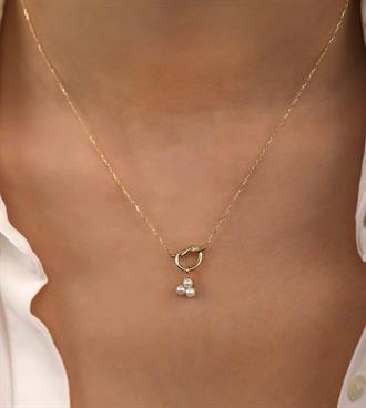 Düğümlü İnci Tria Kolye