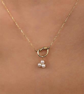 Düğümlü İnci Tria Kolye