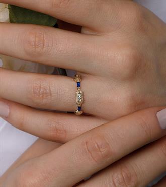 Lacivert Bagetli İkon Yüzük