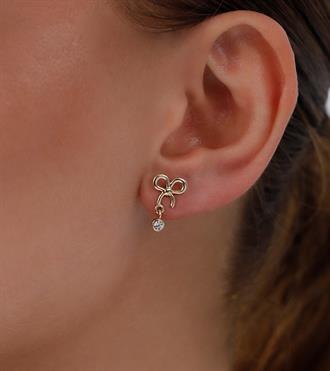 Taşlı Fiyonk Vidalı Küpe