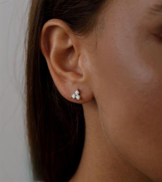 Taşlı Tria Vidalı Küpe