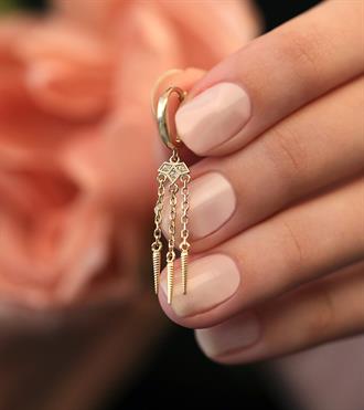 Çubuk Sallantılı Nilüfer Küpe