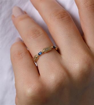 Lacivert Bagetli İkon Yüzük