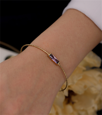 Mor Taşlı Mini Dövme Bilezik