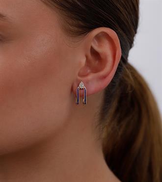 Lacivert Mineli Ataç Küpe