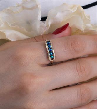 Yeşil Boncuklu Kapsül Yüzük