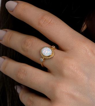 Taşlı Opal Vintage Yüzük