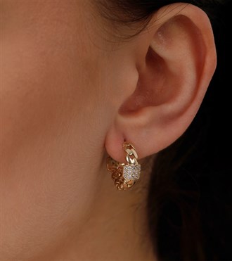 Taş Bantlı Gurmet Halka Küpe