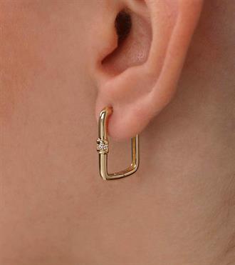 Taş Bantlı Dikdörtgen Küpe