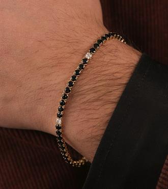 Taşlı Siyah Su Yolu Bileklik