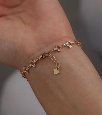 Taşlı Kare Zincir Bileklik