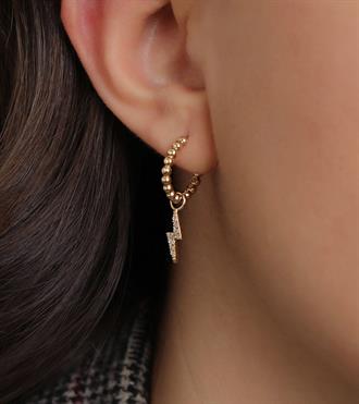 Şimşekli Toptop Halka Küpe