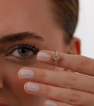 Mint Taşlı Vintage Yüzük