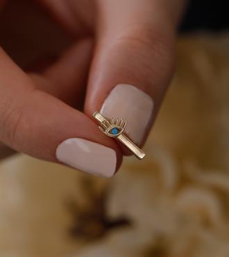 Firuze Kirpikli Çizgi Küpe