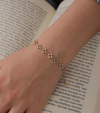 Taşlı Kare Zincir Bileklik