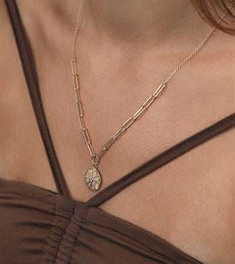 Taşlı Madalyon Kolye