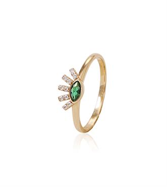 Yeşil Taşlı Kirpik Yüzük