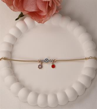 Elma ve Çiçek Charmlı Çocuk Bileklik