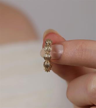 Çizgili Top Top Halka Küpe