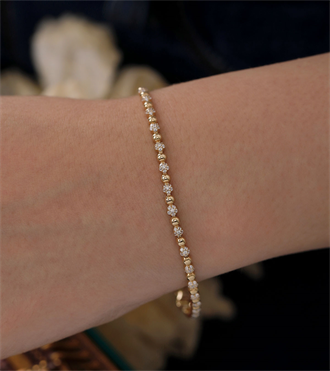 Taşlı Top Top Altın Bileklik