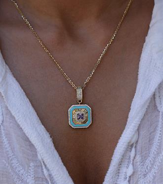 Turkuaz Hexagon Kolye Ucu