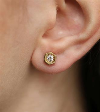 Taşlı Altıgen Küpe