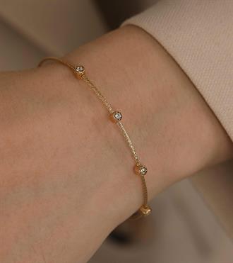 Aralıklı Taşlı Esnek Bilezik