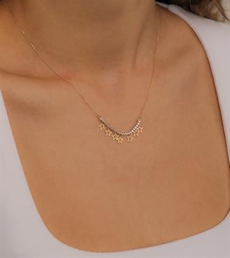 Taş Sıralı Yıldız Kolye