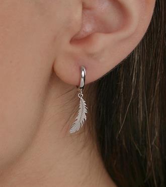 Kuş Tüyü Küpe-Beyaz