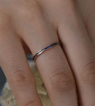 Lacivert Taşlı Mini Yüzük