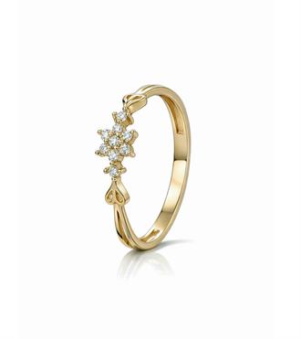 Taşlı Çiçek Altın Yüzük