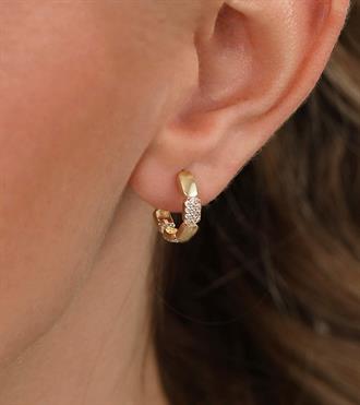 Taşlı Pul Halka Küpe