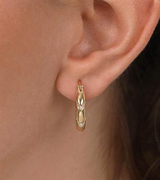 Verev Taşlı Halka Küpe