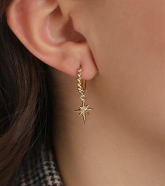 Kutup Yıldızı Toptop Halka Küpe