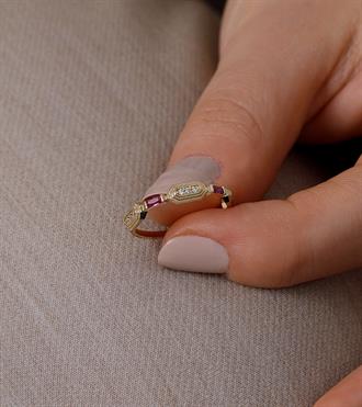 Pembe Bagetli İkon Yüzük